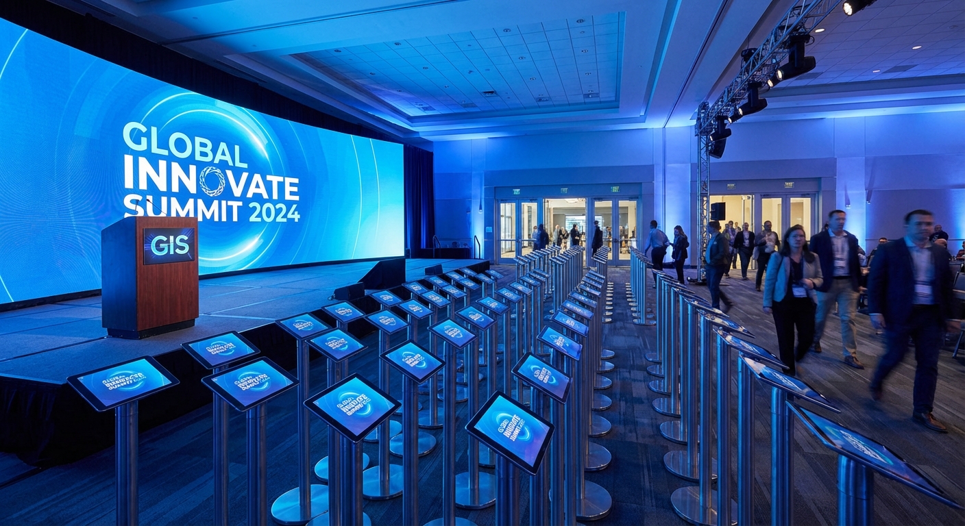 Configuration d'une conférence avec tablettes pour événements professionnels